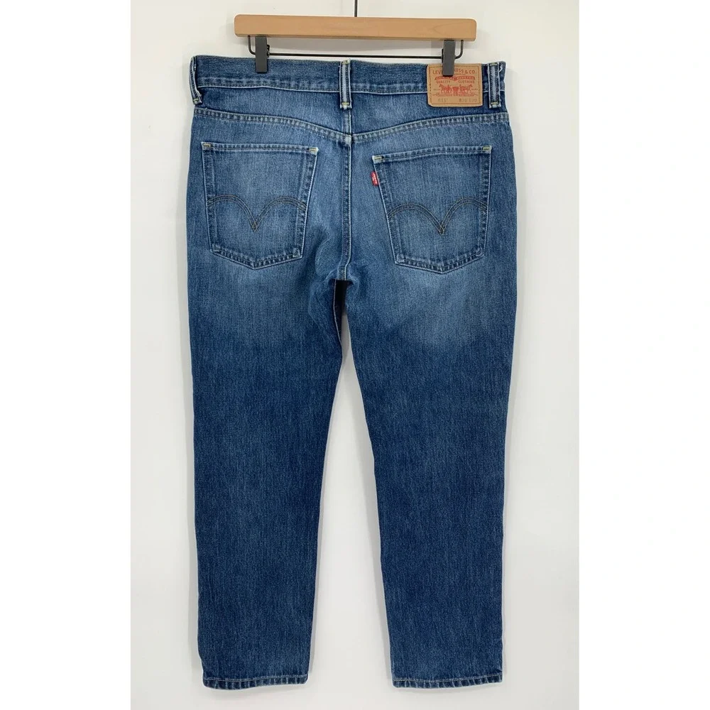 Vintage Levis 511 Jeans Men 36x30 Blue Skinny Fit Cotton Fade Denim Pants